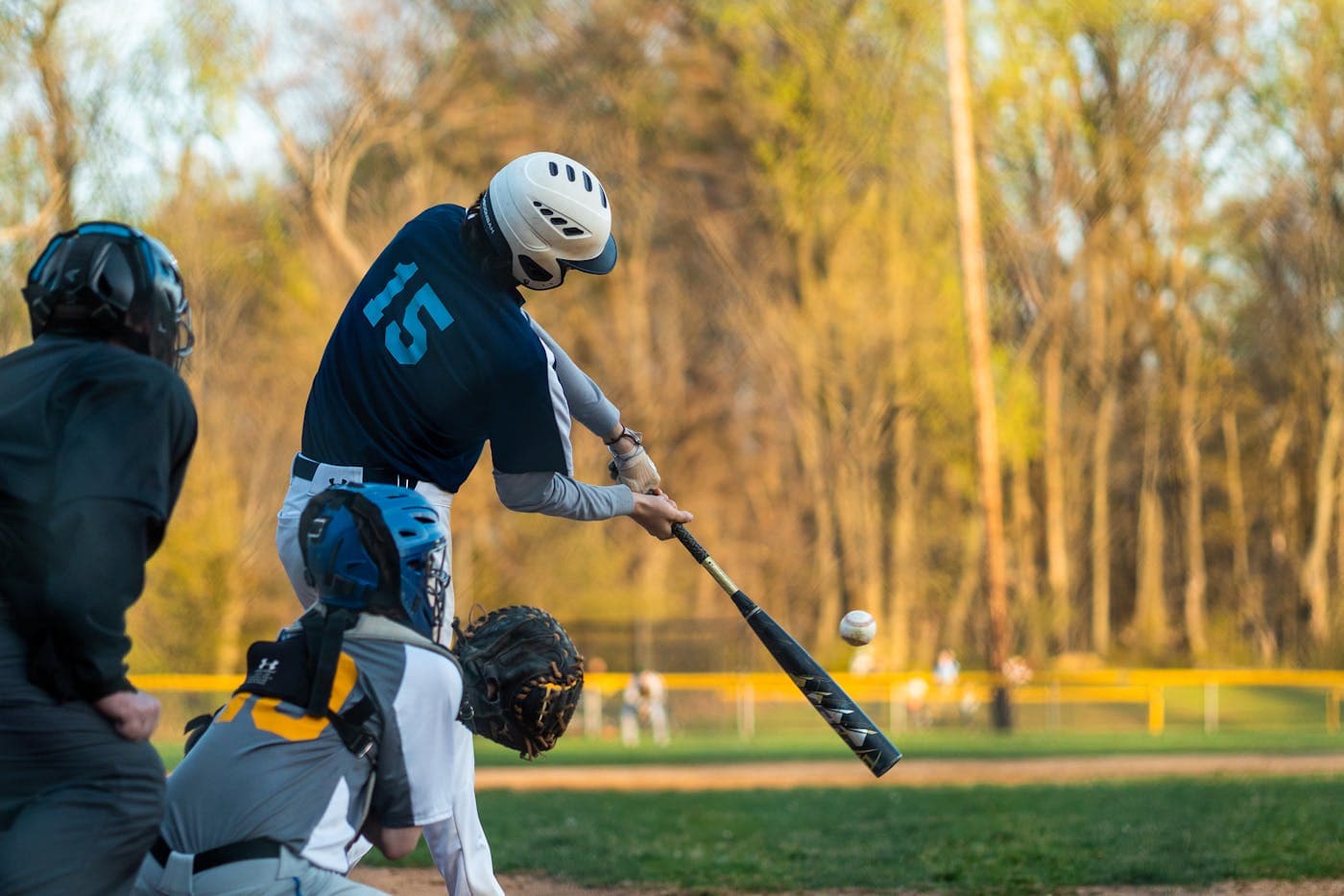 Local baseball game on a field