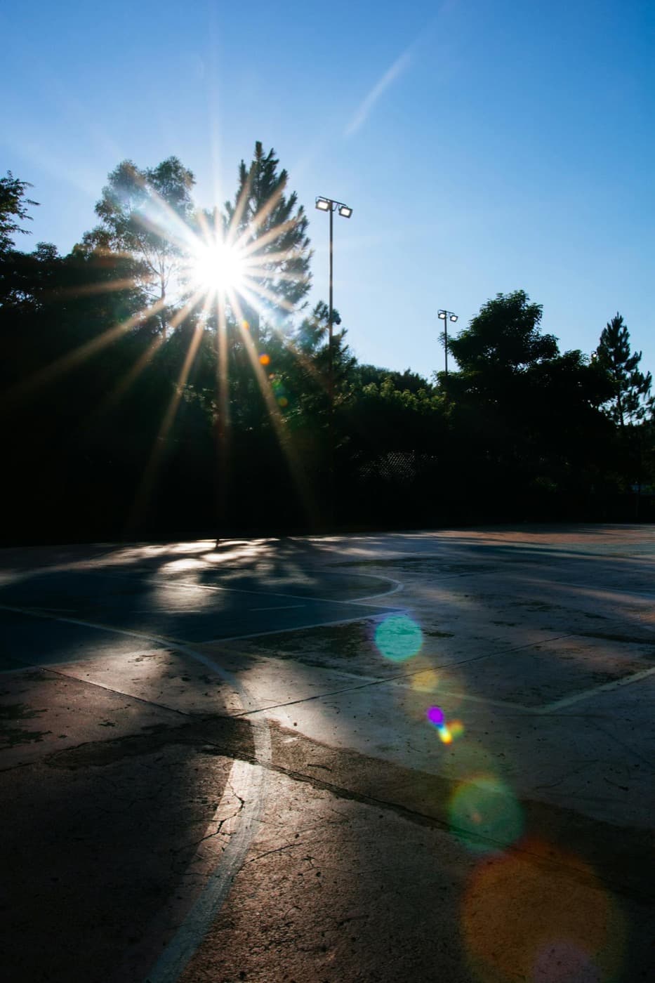 Outdoor basketball court in a park