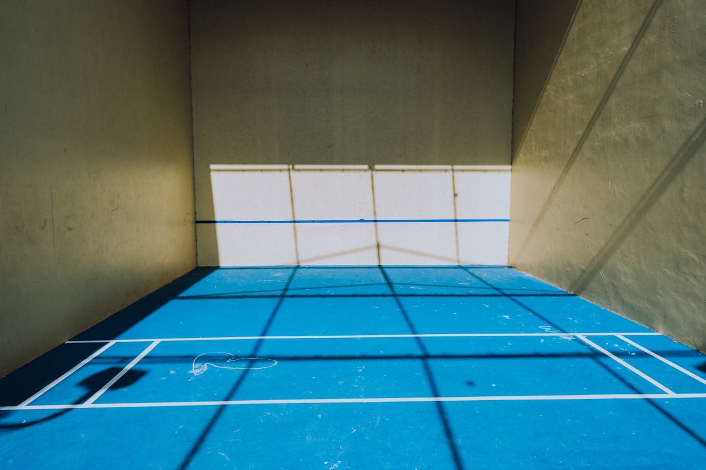 Pickleball court in afternoon light